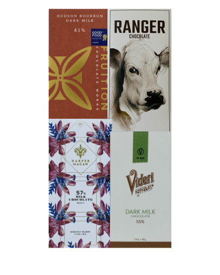 Milk Chocolate Selection - 4 bar subscription bundle - FREE SHIPPING